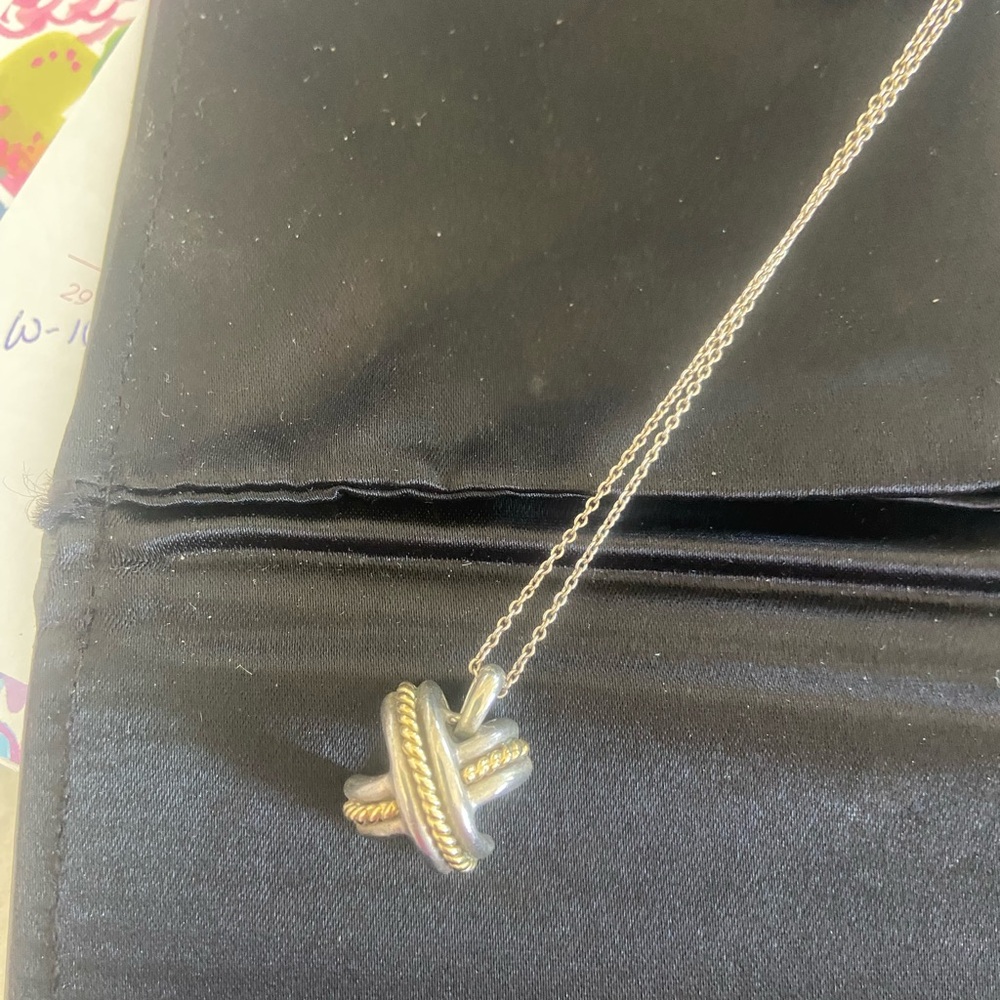 Tiffany & Co. Silver and Gold Signature X Necklace
